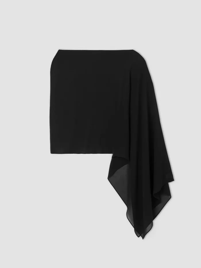 Shop Eileen Fisher Accessories System Sheer Silk Georgette Wrap Black