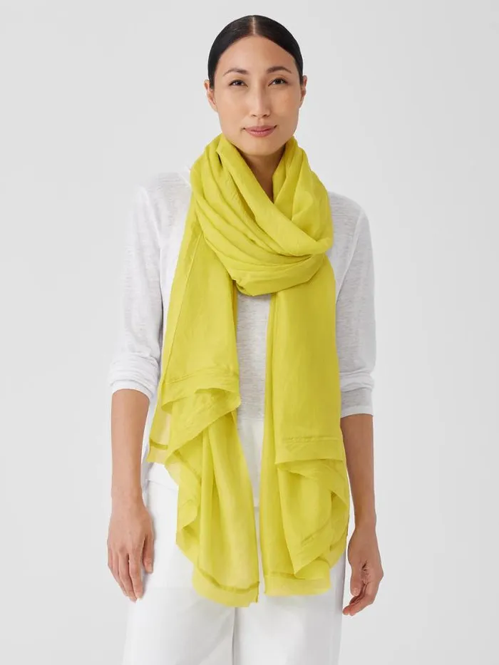 Shop Eileen Fisher Accessories Washed Silk Parachute Scarf Citron