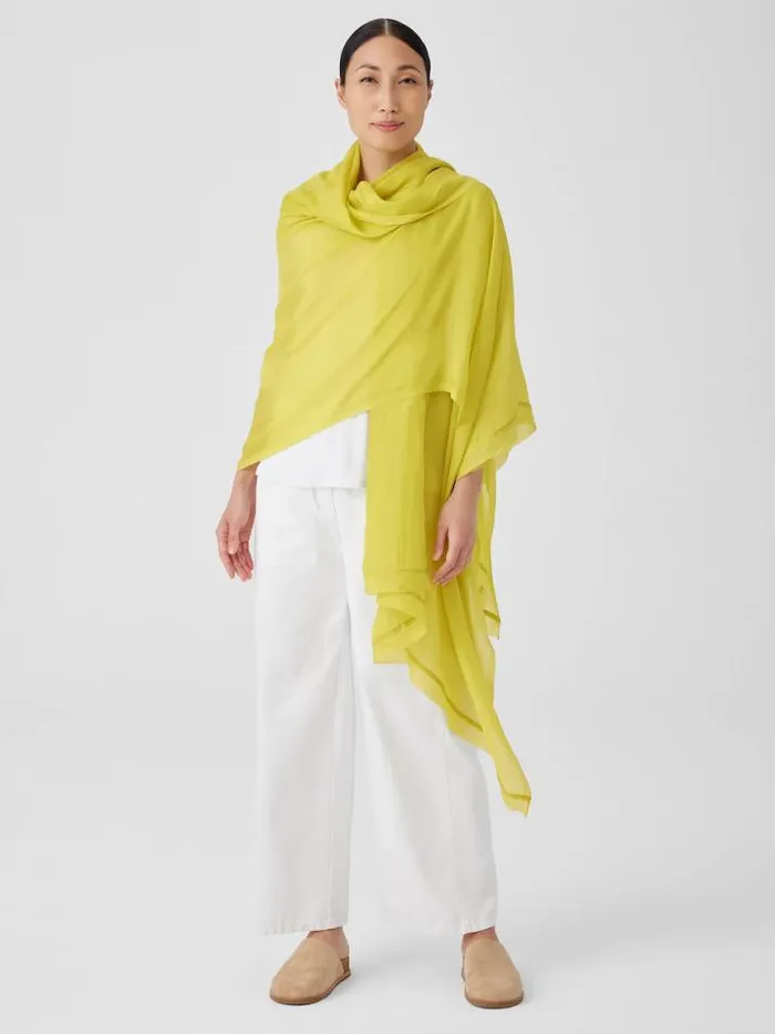 Shop Eileen Fisher Accessories Washed Silk Parachute Scarf Citron