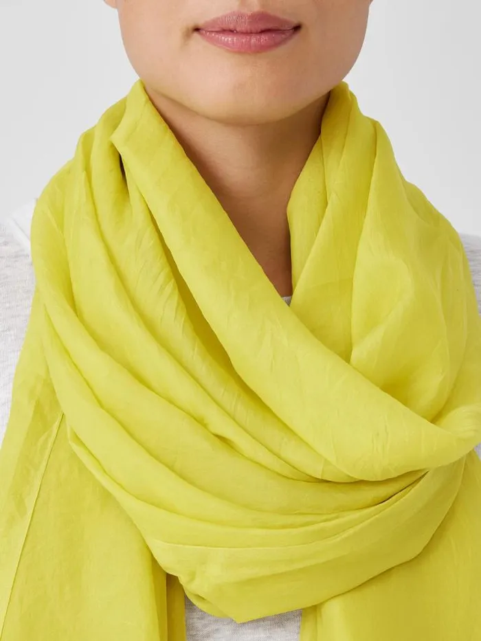 Shop Eileen Fisher Accessories Washed Silk Parachute Scarf Citron