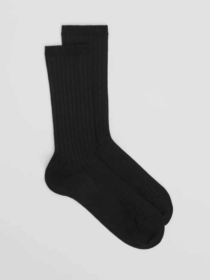 Shop Eileen Fisher Accessories Wide Rib Crew Sock Black