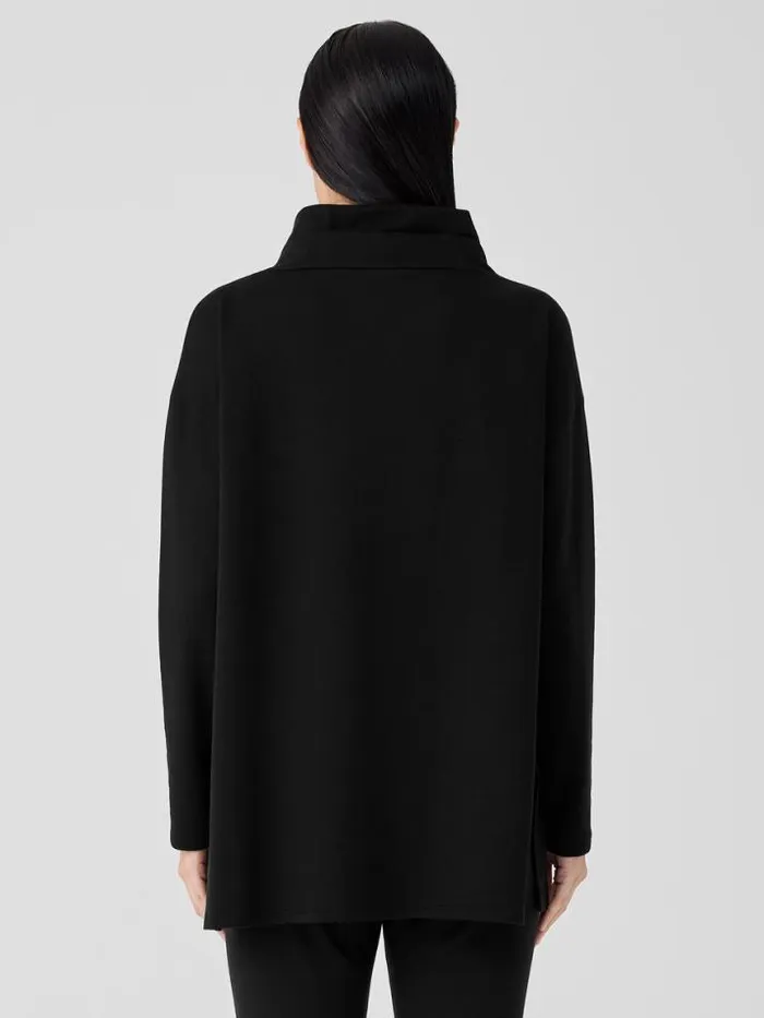 Shop Eileen Fisher Petite Cozy Brushed Terry Hug Funnel Neck Long Top Black