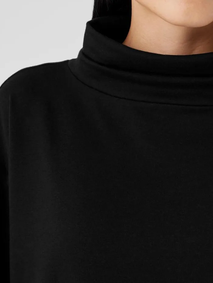 Shop Eileen Fisher Petite Cozy Brushed Terry Hug Funnel Neck Long Top Black