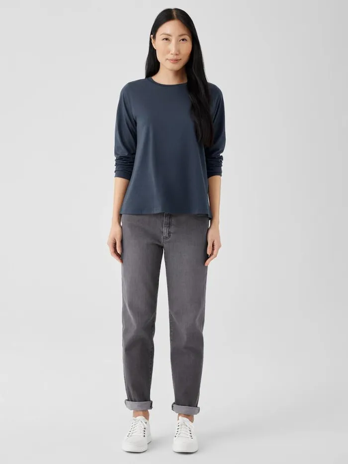Shop Eileen Fisher Petite Organic Pima Cotton Jersey LongSleeve Tee Ocean