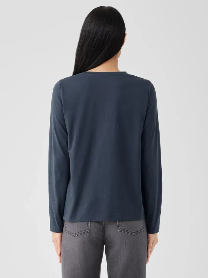Shop Eileen Fisher Petite Organic Pima Cotton Jersey LongSleeve Tee Ocean