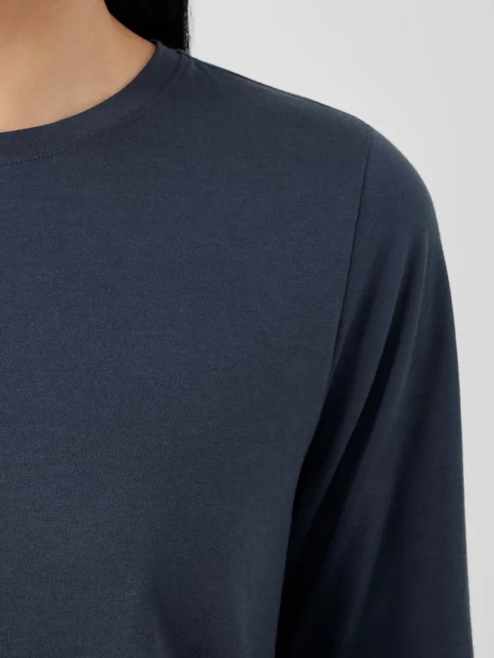 Shop Eileen Fisher Petite Organic Pima Cotton Jersey LongSleeve Tee Ocean
