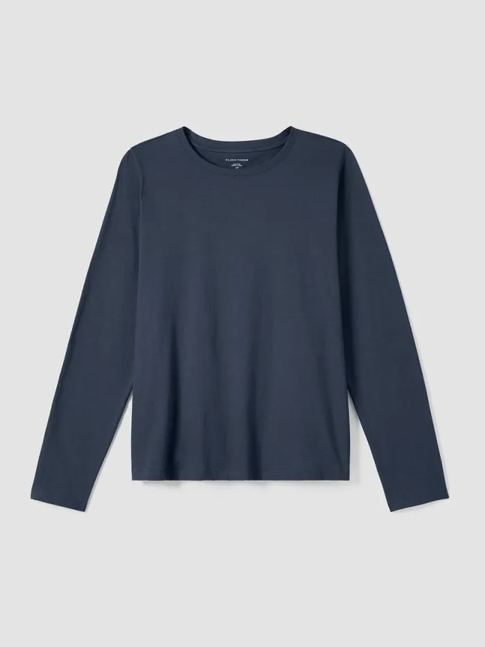 Shop Eileen Fisher Petite Organic Pima Cotton Jersey LongSleeve Tee Ocean
