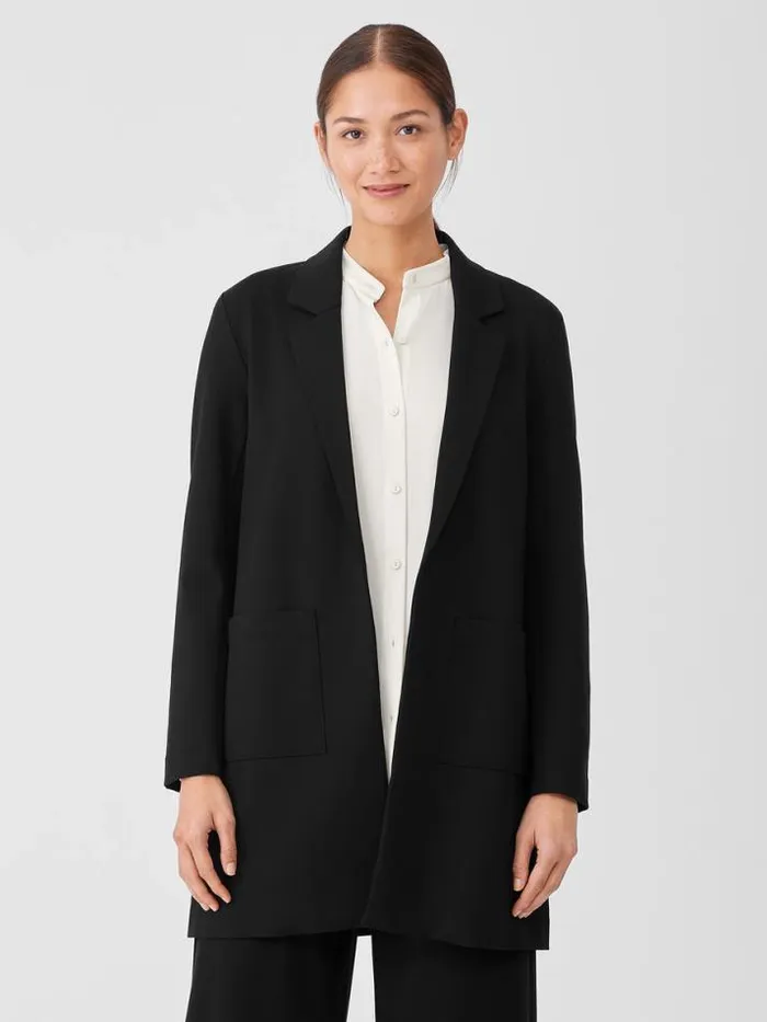 Shop Eileen Fisher Petite Washable Flex Ponte Long Blazer Black