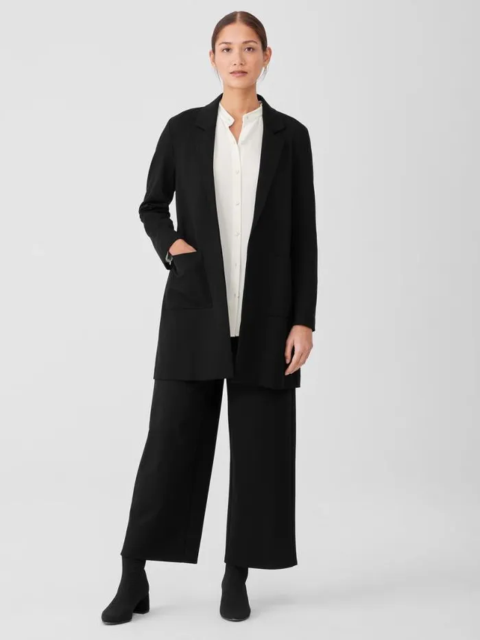 Shop Eileen Fisher Petite Washable Flex Ponte Long Blazer Black
