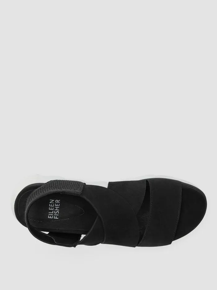 Shop Eileen Fisher Shoes Chant Tumbled Leather Wedge Sandal Black