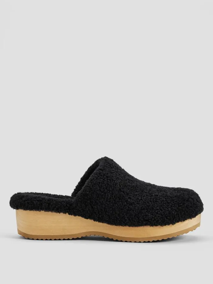 Shop Eileen Fisher Shoes Curly Shearling Clog Black