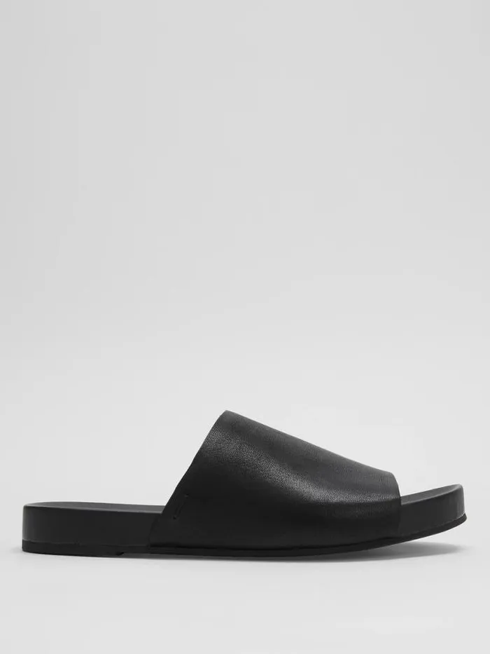 Shop Eileen Fisher Shoes Mask Tumbled Leather Slide Sandal Black