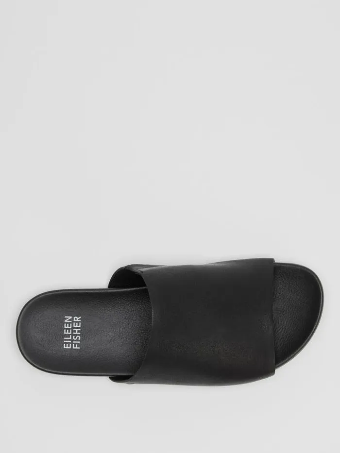 Shop Eileen Fisher Shoes Mask Tumbled Leather Slide Sandal Black