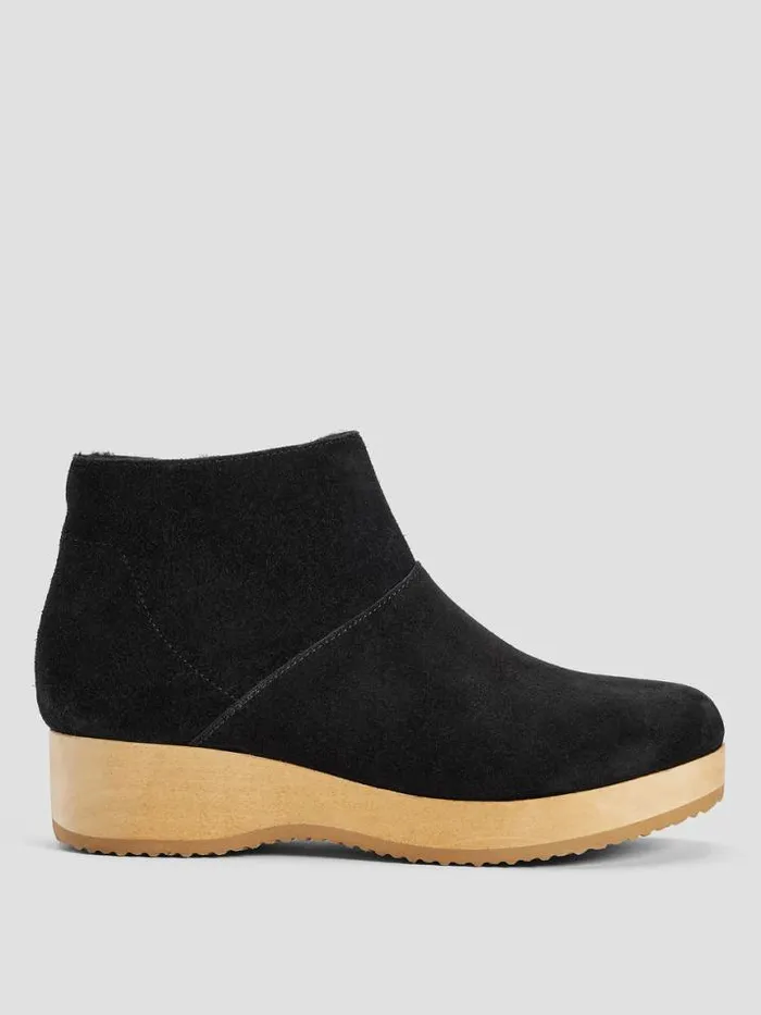 Shop Eileen Fisher Shoes Warm Suede Clog Bootie Black