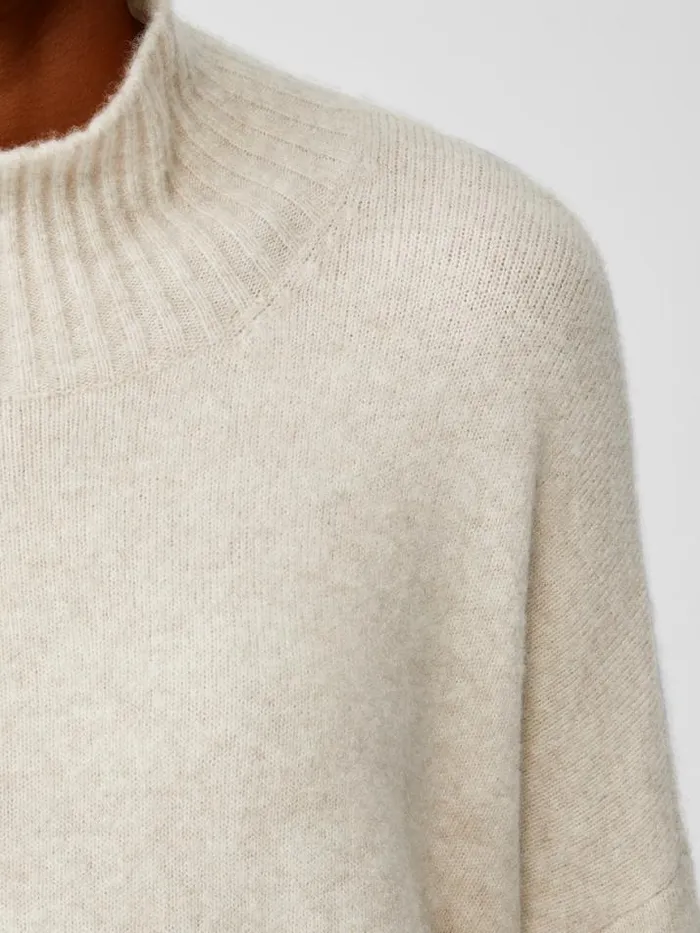 Shop Eileen Fisher Sweaters and Cardigans Cashmere Silk Bliss Turtleneck BoxTop Maple Oat