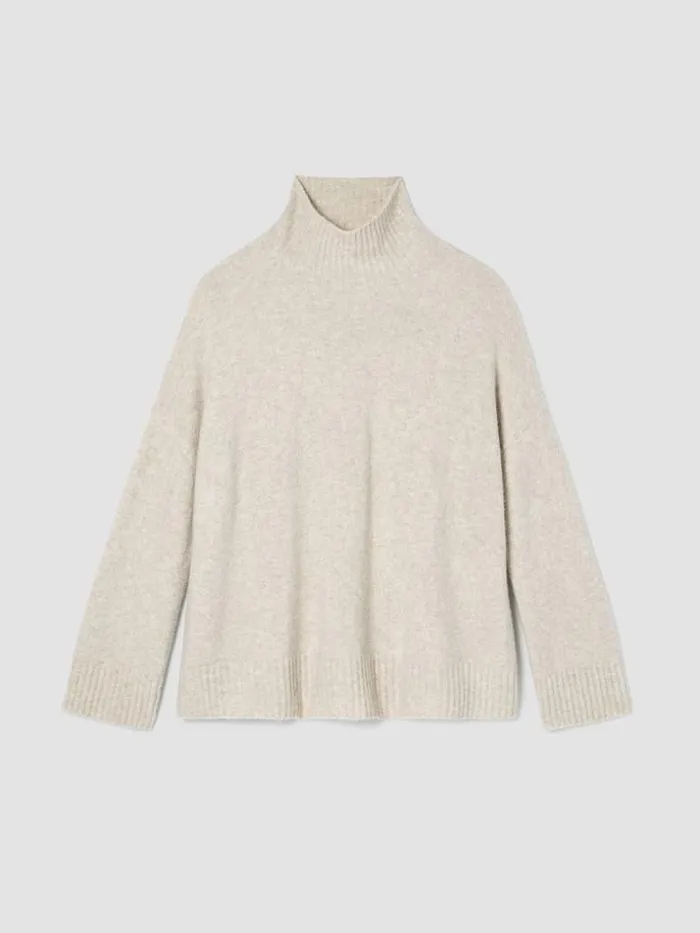 Shop Eileen Fisher Sweaters and Cardigans Cashmere Silk Bliss Turtleneck BoxTop Maple Oat