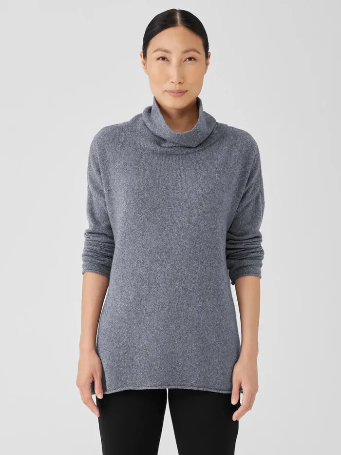 Shop Eileen Fisher Sweaters and Cardigans Cotton And Recycled Cashmere Turtleneck Long Top Ash Shop Eileen Fisher Sweaters and Cardigans Cotton And Recycled Cashmere Turtleneck Long Top Ash