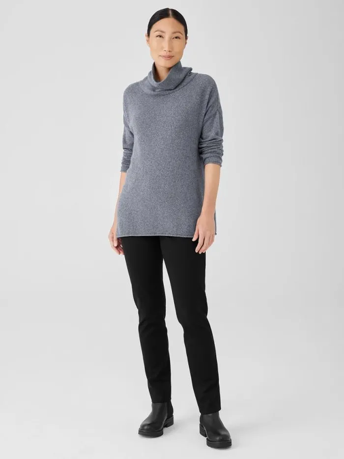 Shop Eileen Fisher Sweaters and Cardigans Cotton And Recycled Cashmere Turtleneck Long Top Ash