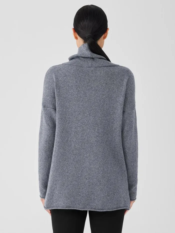 Shop Eileen Fisher Sweaters and Cardigans Cotton And Recycled Cashmere Turtleneck Long Top Ash