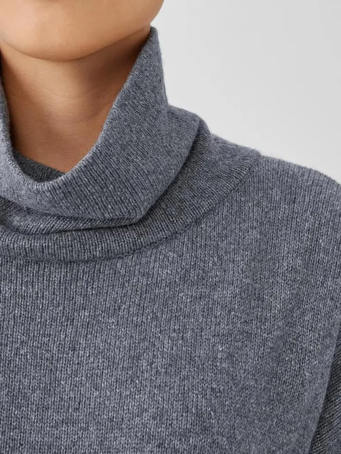 Shop Eileen Fisher Sweaters and Cardigans Cotton And Recycled Cashmere Turtleneck Long Top Ash