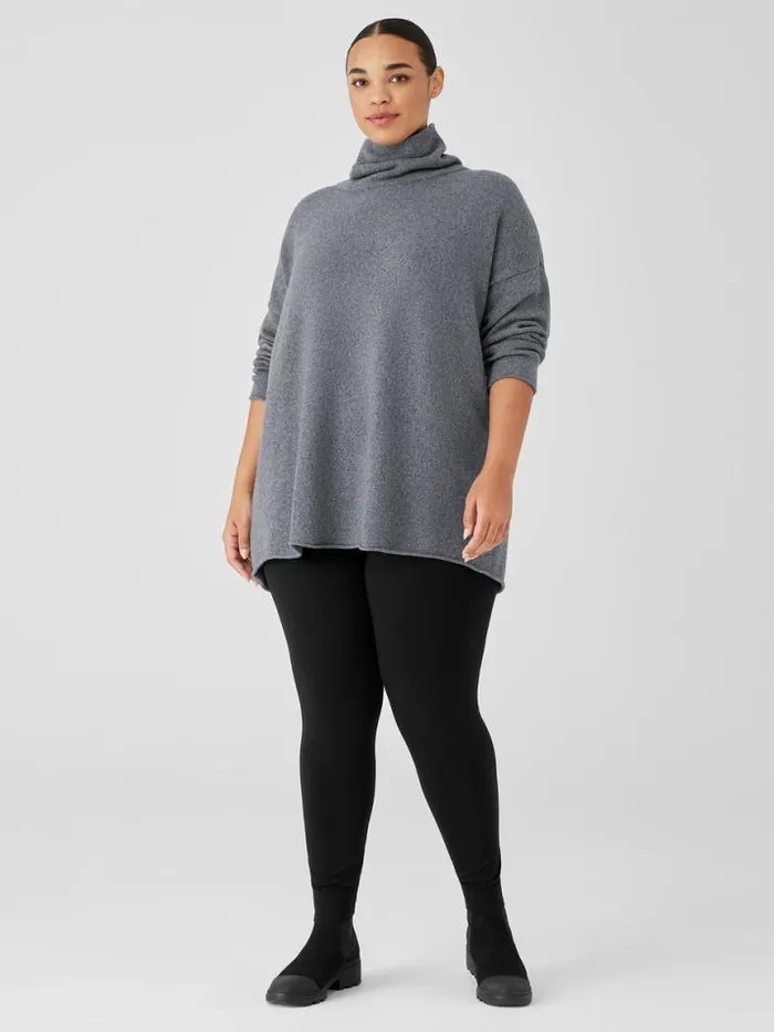 Shop Eileen Fisher Sweaters and Cardigans Cotton And Recycled Cashmere Turtleneck Long Top Ash