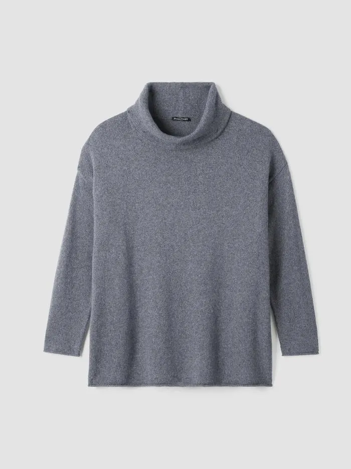 Shop Eileen Fisher Sweaters and Cardigans Cotton And Recycled Cashmere Turtleneck Long Top Ash
