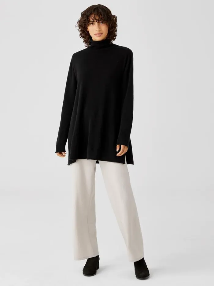 Shop Eileen Fisher Sweaters and Cardigans Italian Cashmere Turtleneck Long Top Black