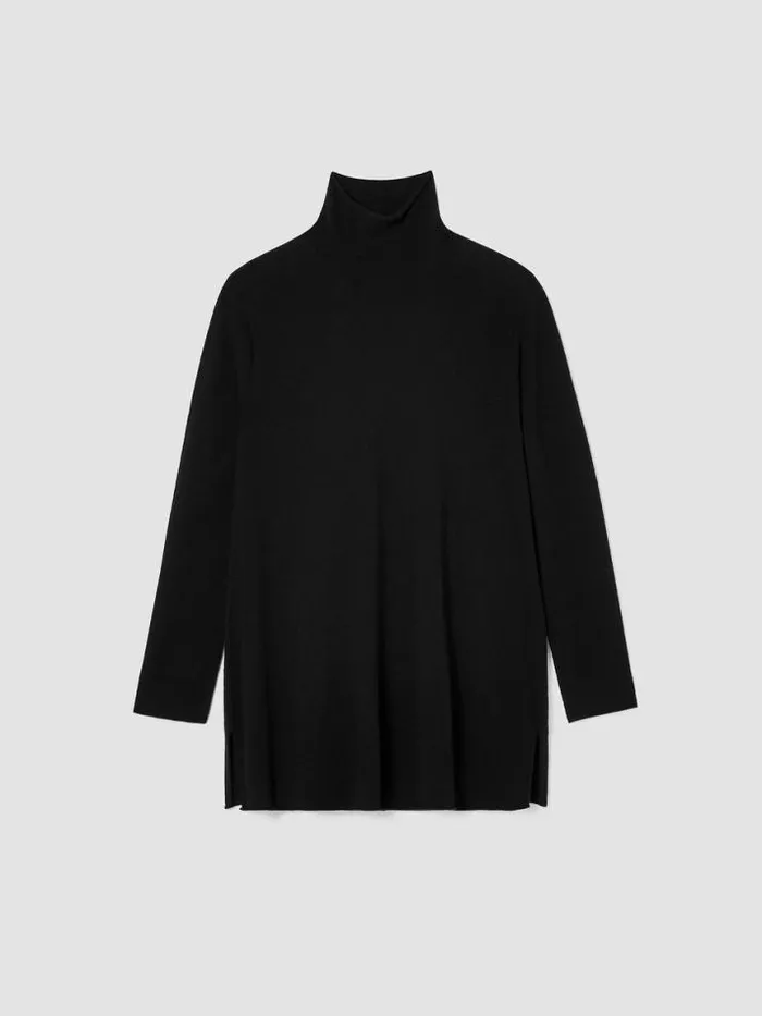 Shop Eileen Fisher Sweaters and Cardigans Italian Cashmere Turtleneck Long Top Black