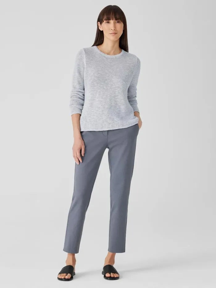 Shop Eileen Fisher Sweaters and Cardigans Organic Linen Cotton Slub Crew Neck Top Pearl