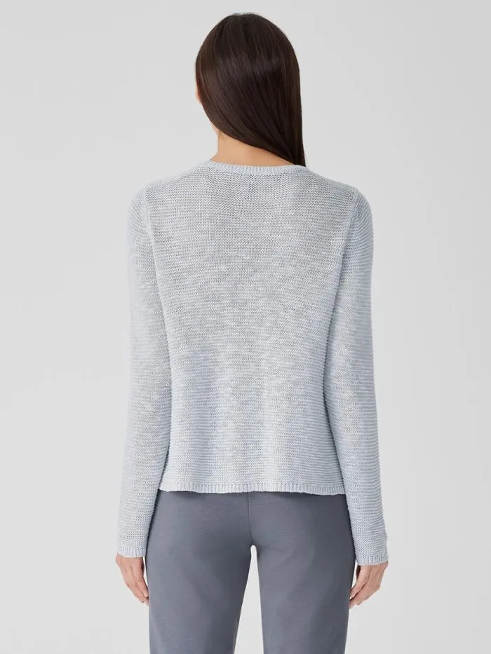 Shop Eileen Fisher Sweaters and Cardigans Organic Linen Cotton Slub Crew Neck Top Pearl