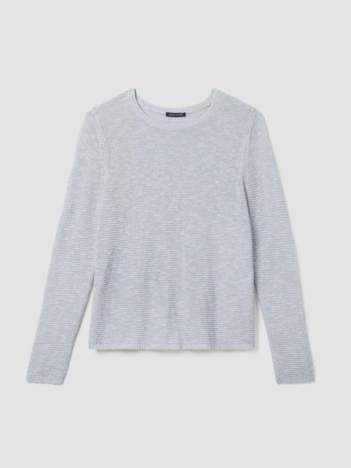 Shop Eileen Fisher Sweaters and Cardigans Organic Linen Cotton Slub Crew Neck Top Pearl