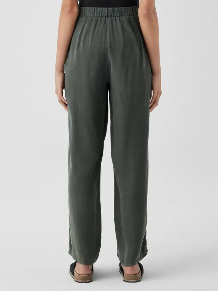 Shop Eileen Fisher Sweaters and Cardigans Sandwashed Twill Wide Trouser Pant Ocean