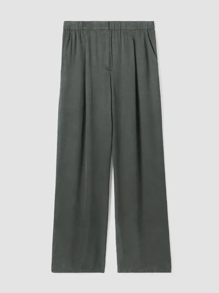 Shop Eileen Fisher Sweaters and Cardigans Sandwashed Twill Wide Trouser Pant Ocean