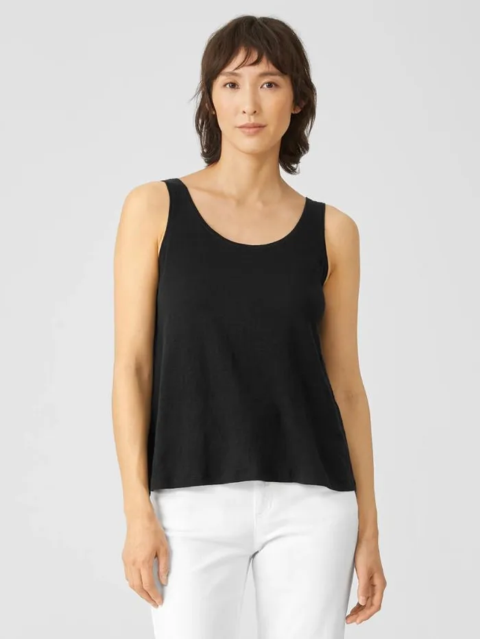 Shop Eileen Fisher Tanks and Camis Organic Linen Jersey Tank Black