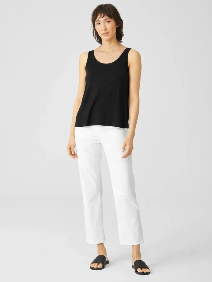 Shop Eileen Fisher Tanks and Camis Organic Linen Jersey Tank Black