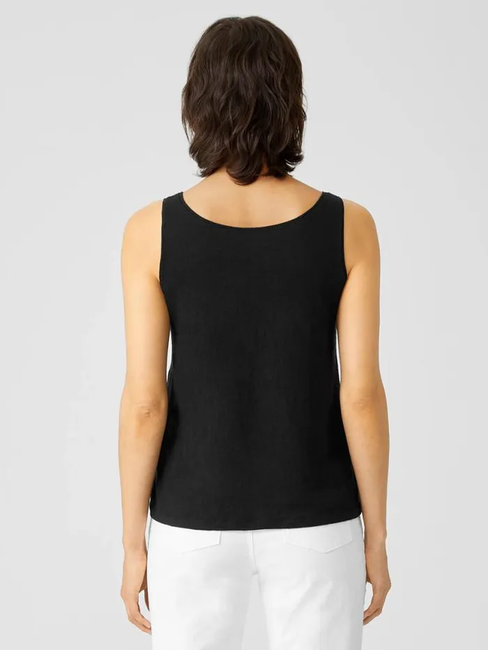 Shop Eileen Fisher Tanks and Camis Organic Linen Jersey Tank Black