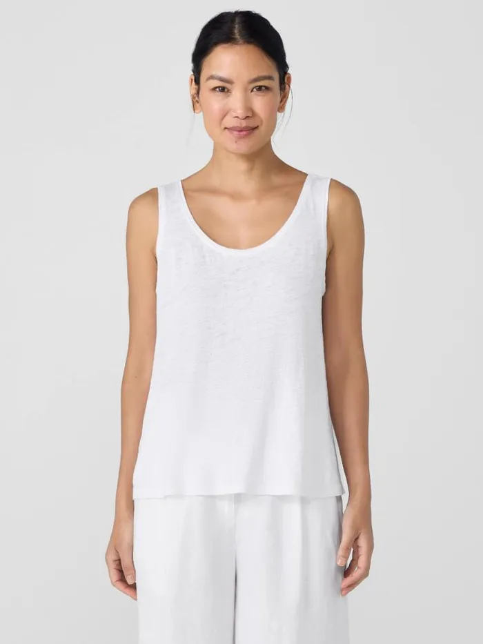 Shop Eileen Fisher Tanks and Camis Organic Linen Jersey Tank White