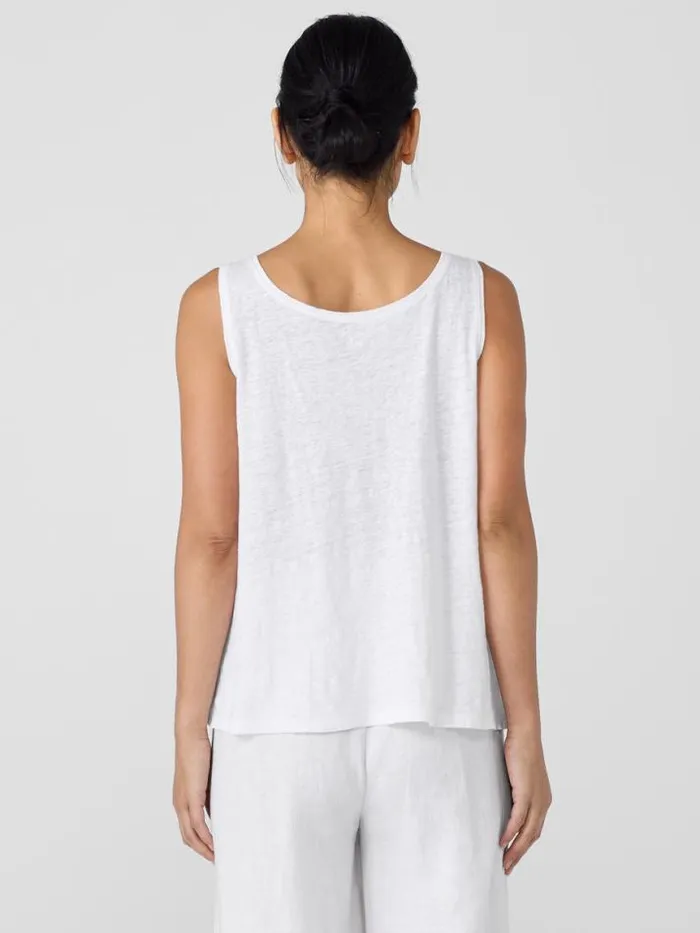 Shop Eileen Fisher Tanks and Camis Organic Linen Jersey Tank White