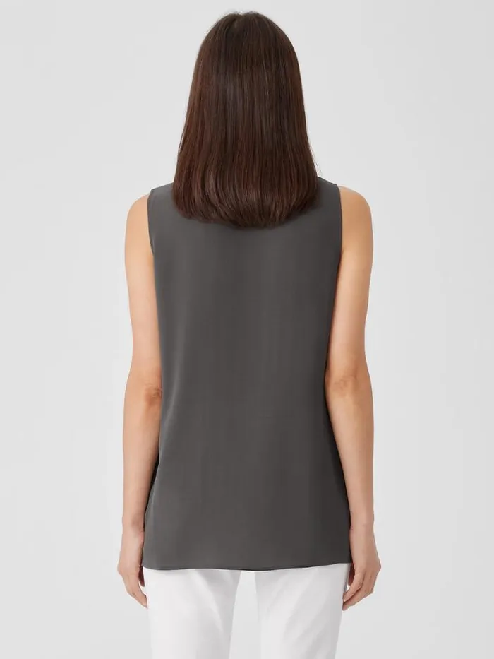 Shop Eileen Fisher Tanks and Camis Silk Georgette CrepeBallet Neck Long Tank Grove