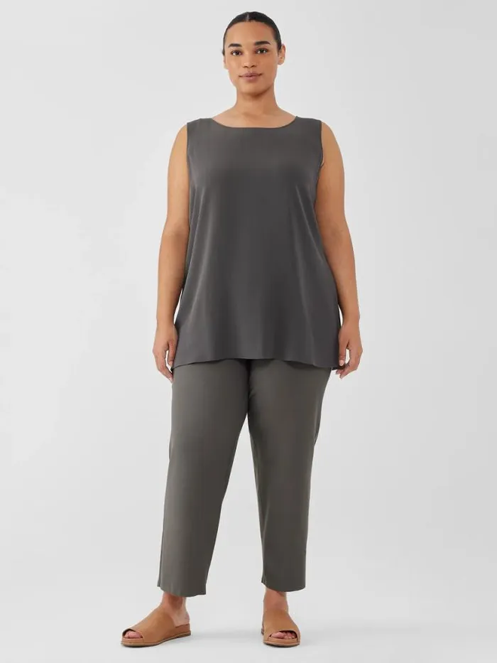 Shop Eileen Fisher Tanks and Camis Silk Georgette CrepeBallet Neck Long Tank Grove
