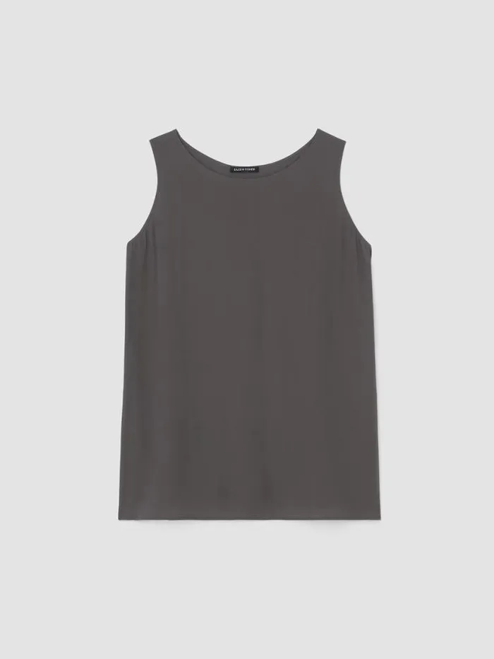 Shop Eileen Fisher Tanks and Camis Silk Georgette CrepeBallet Neck Long Tank Grove