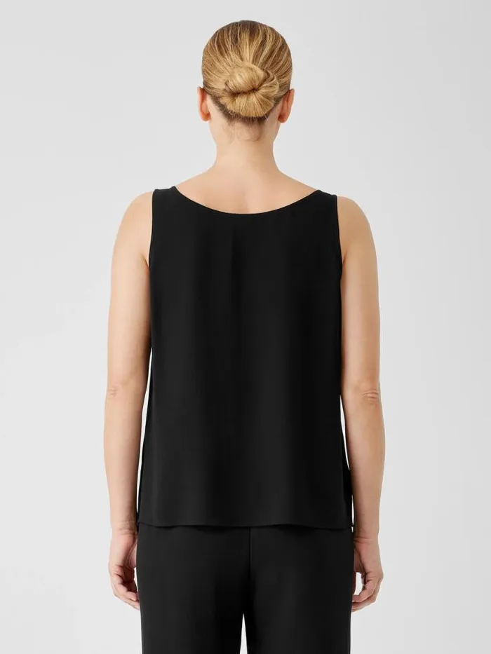 Shop Eileen Fisher Tanks and Camis Silk Georgette Crepe VNeck Top Black