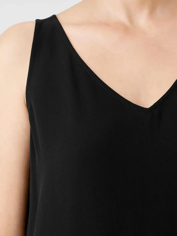 Shop Eileen Fisher Tanks and Camis Silk Georgette Crepe VNeck Top Black