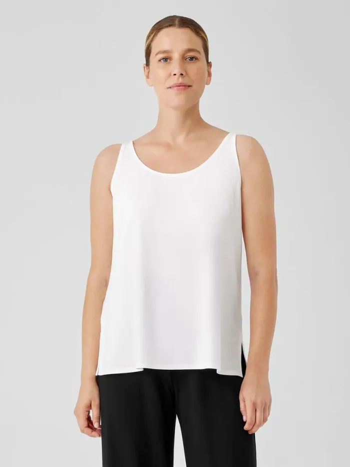 Shop Eileen Fisher Tanks and Camis Stretch Jersey Knit Scoop Neck Tank White