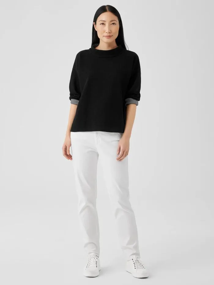 Shop Eileen Fisher Tops and Tees Doubleknit Organic Cotton Stripe Reversible Top Black