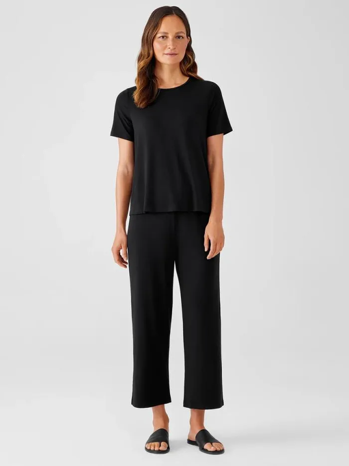 Shop Eileen Fisher Tops and Tees Fine Jersey Crew Neck Tee Black