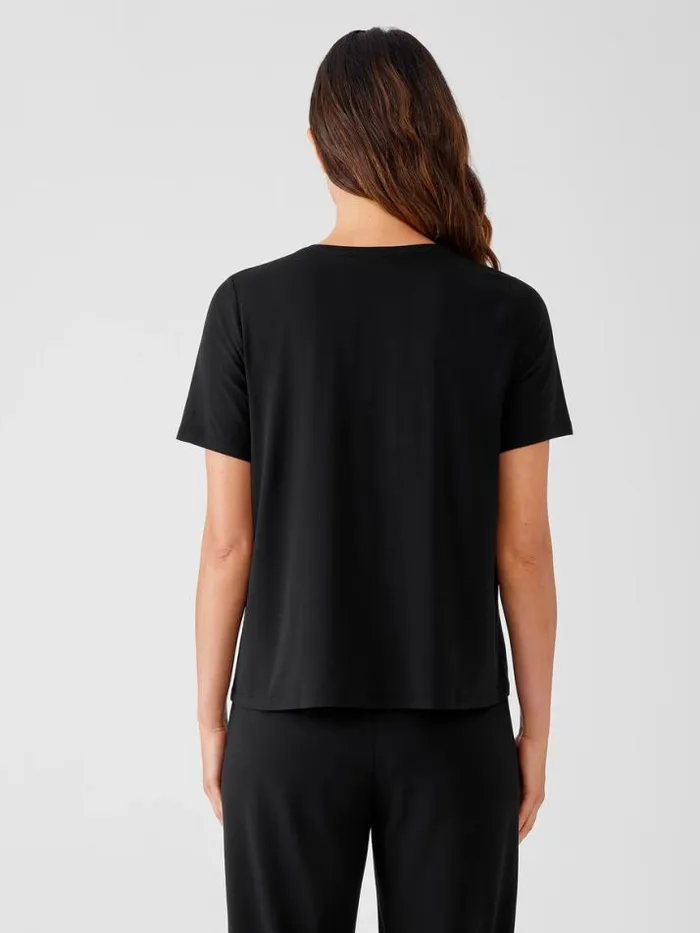 Shop Eileen Fisher Tops and Tees Fine Jersey Crew Neck Tee Black