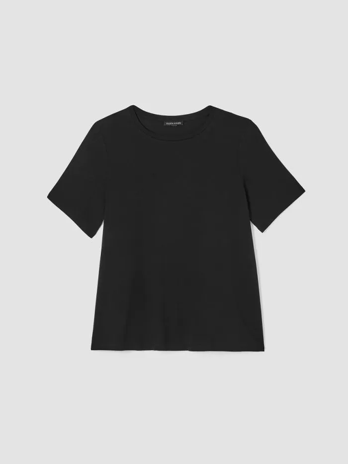 Shop Eileen Fisher Tops and Tees Fine Jersey Crew Neck Tee Black
