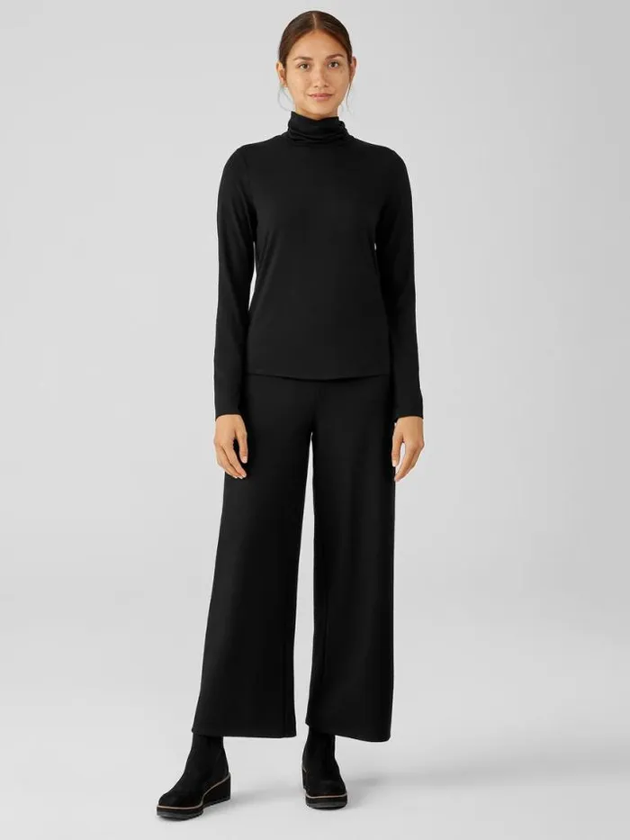 Shop Eileen Fisher Tops and Tees Fine Jersey Scrunch Neck Top Black
