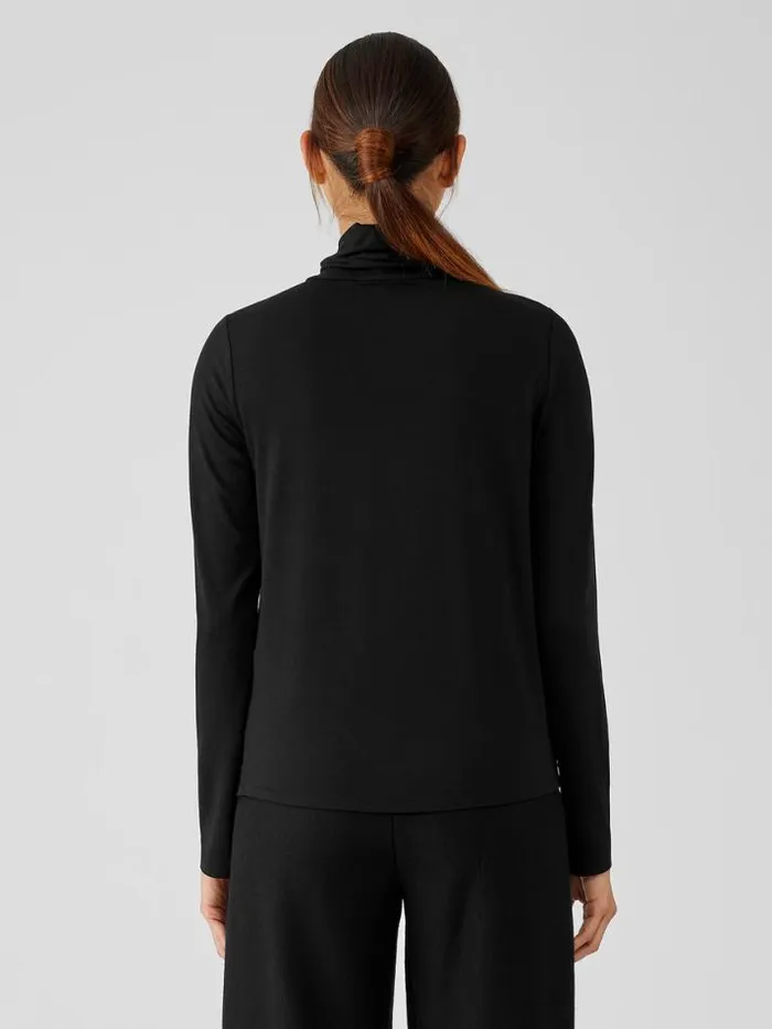 Shop Eileen Fisher Tops and Tees Fine Jersey Scrunch Neck Top Black